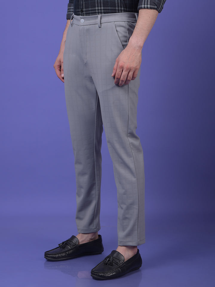 Streamlined Grey Checked Trousers