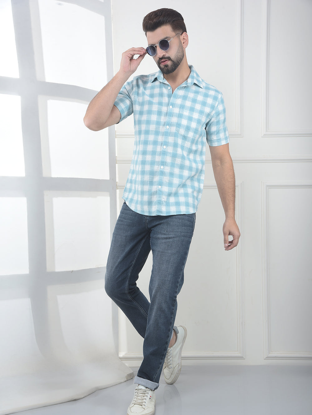 Forest Green Checked 100% Cotton Shirt