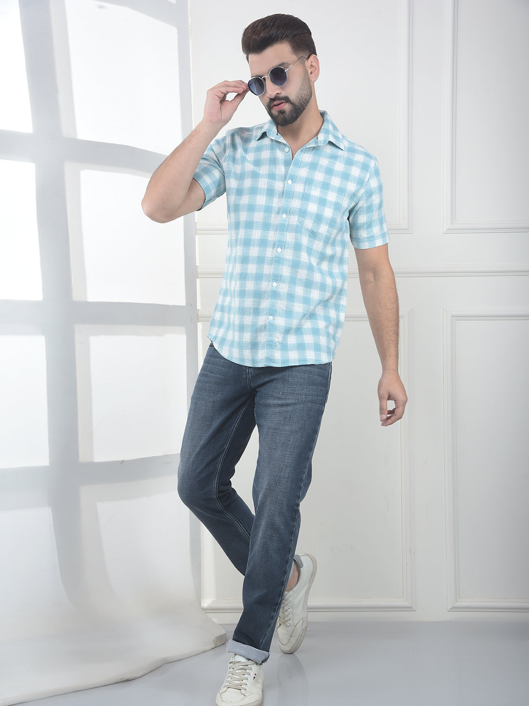 Forest Green Checked 100% Cotton Shirt