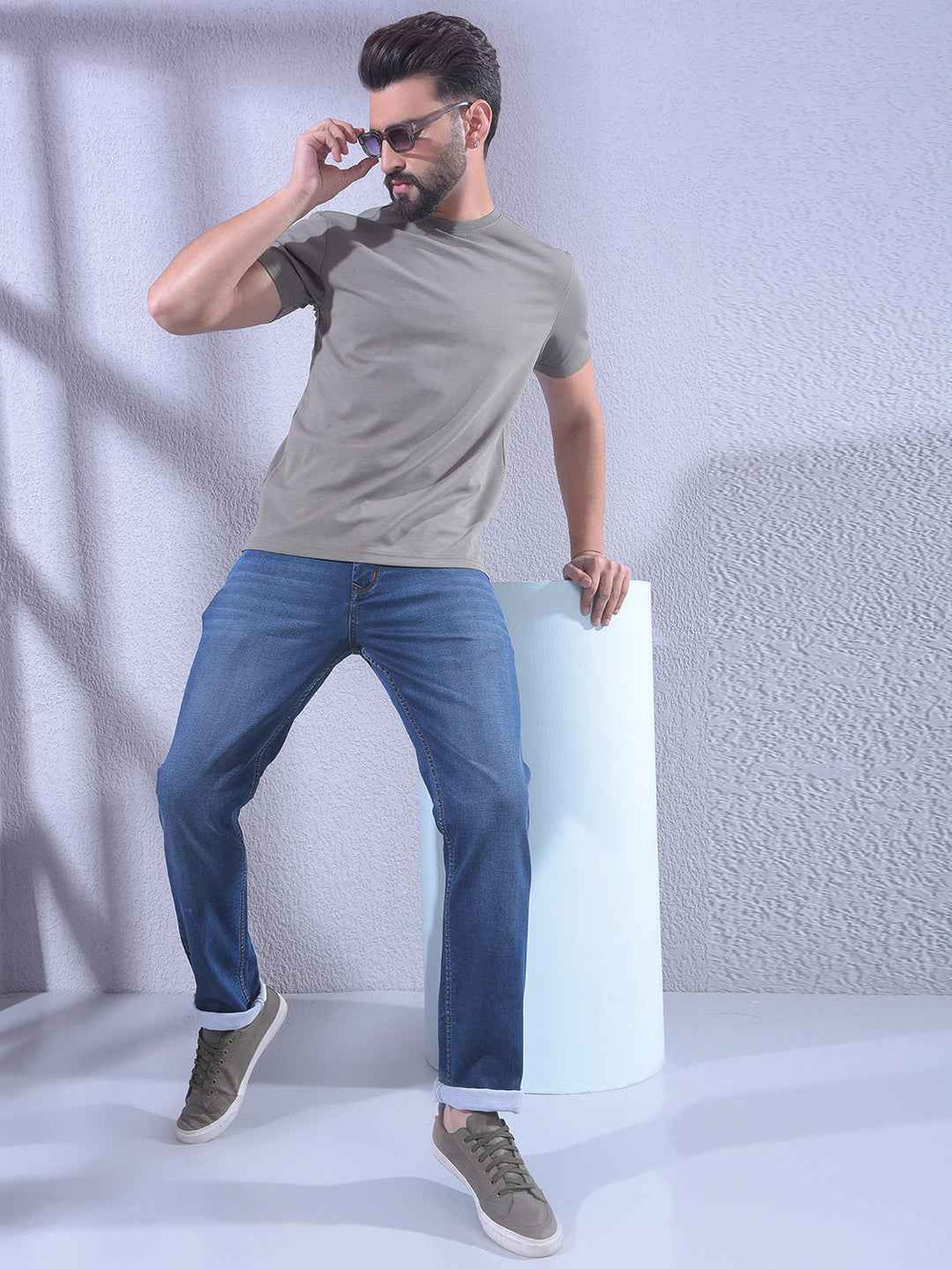 Vivid Blue Faded Stretch Jeans