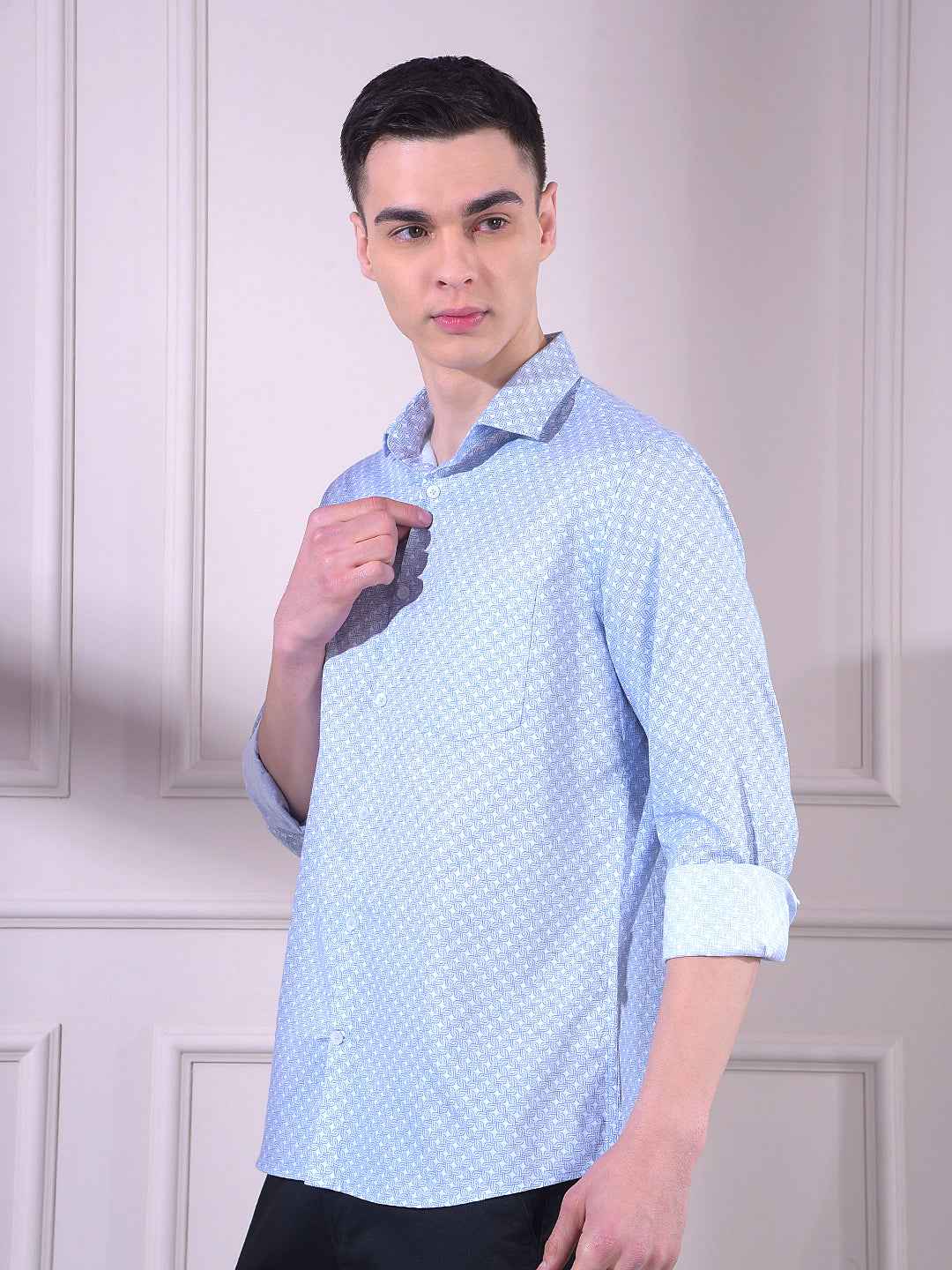 Blue Printed 100% Cotton Shirt