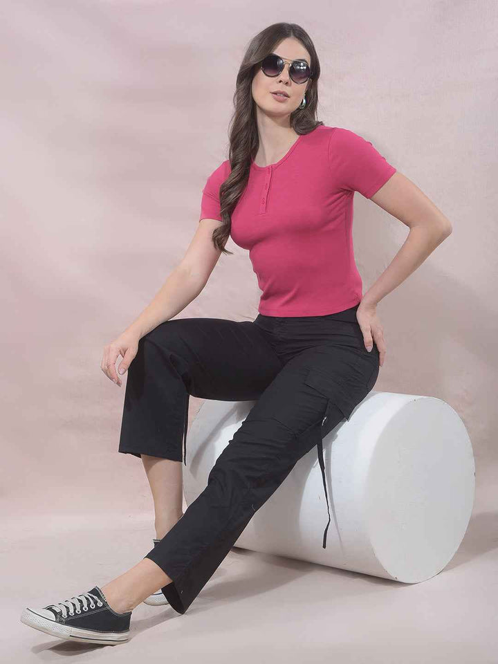 Pink Modal Cropped T-Shirt