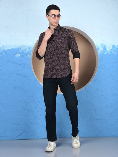 Purple Abstract Print 100% Cotton Shirt