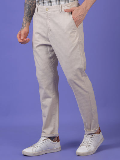 Beige Printed Trousers