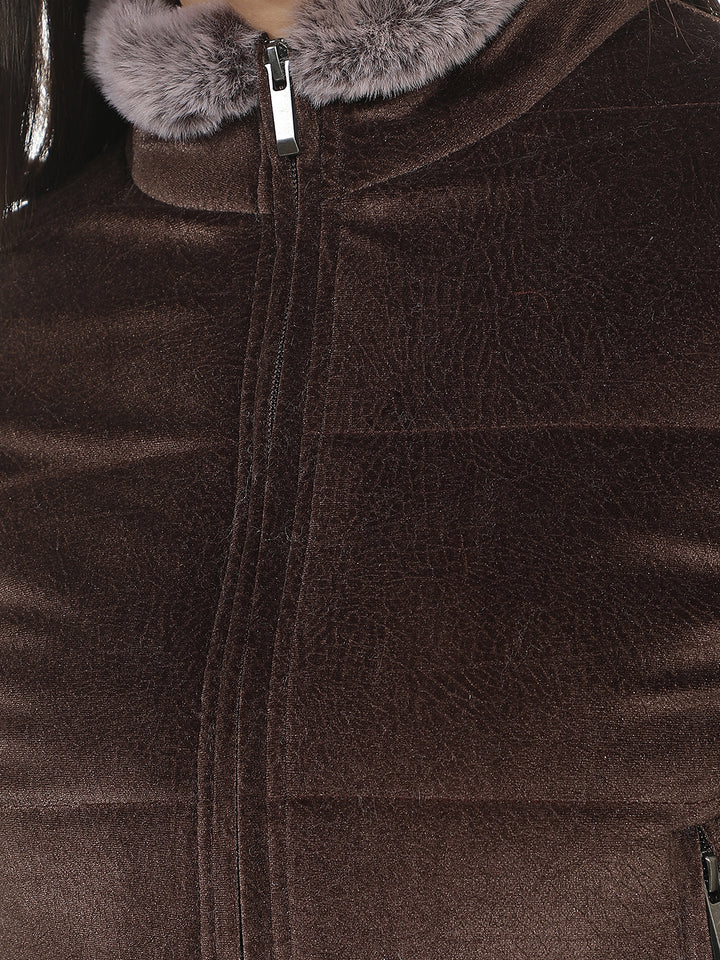 Minimalist Cocoa Brown Puffer Jacket