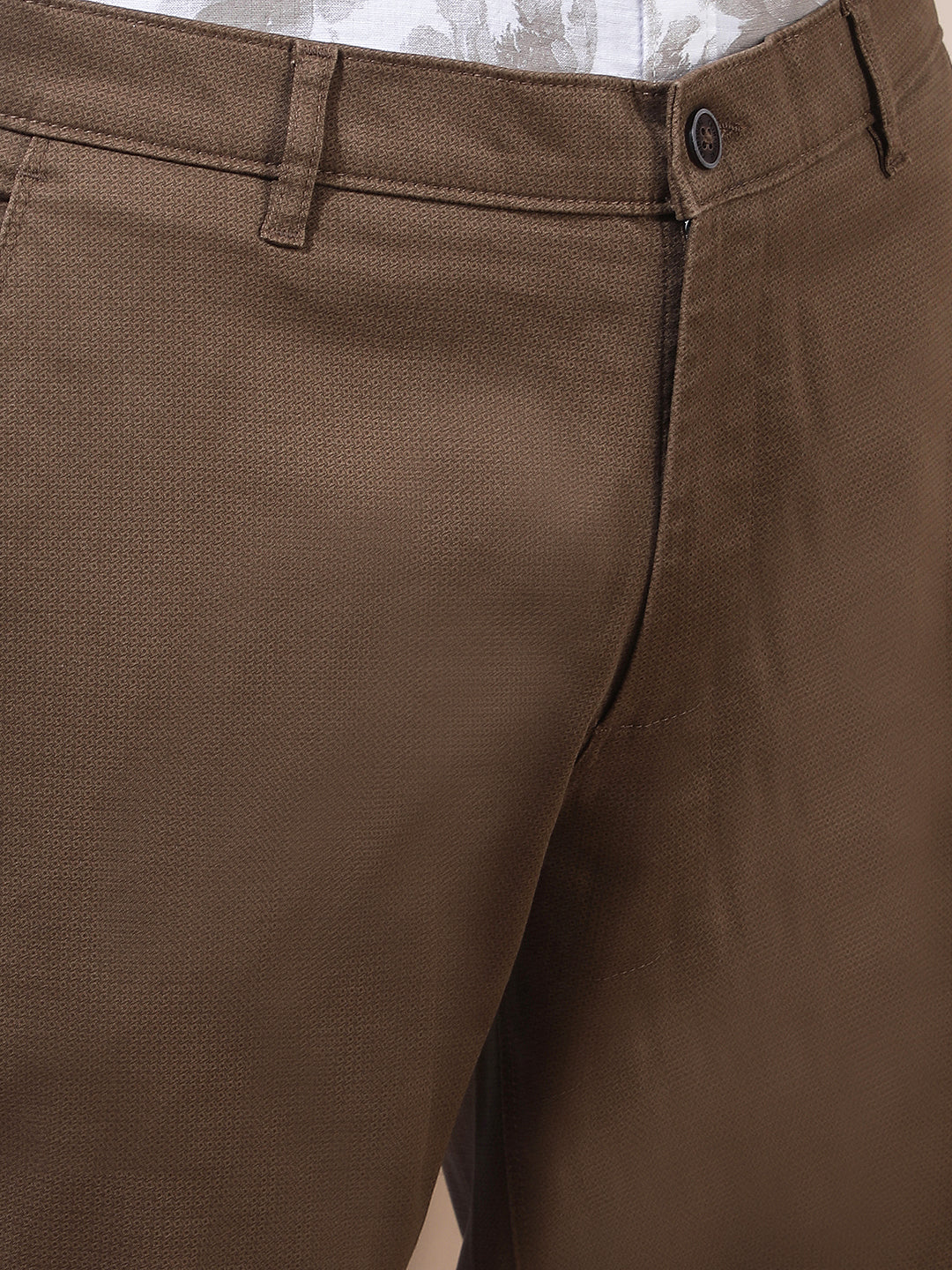Brown Printed Straight Trousers