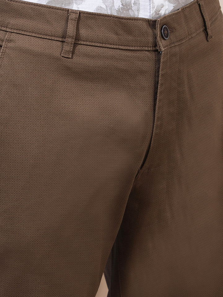 Brown Printed Straight Trousers