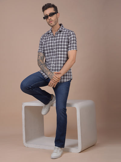 Purple Checked 100% Cotton Shirt