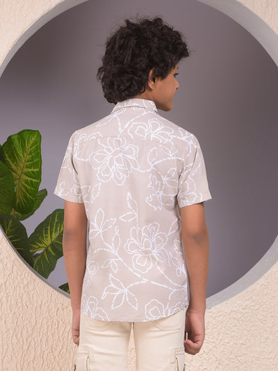 Beige Floral Print Shirt