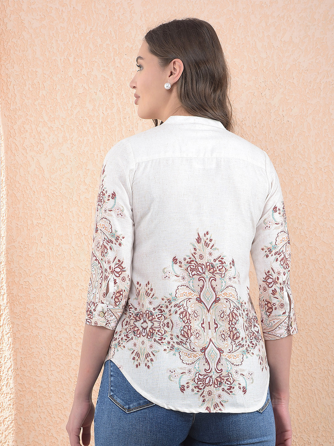 Multi-Color Printed V-Neck Top