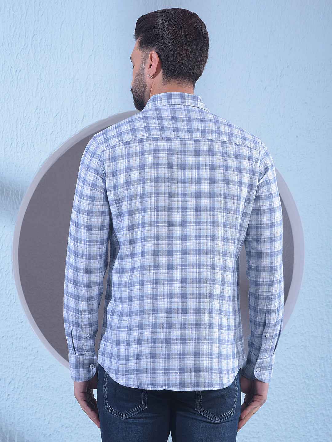 Blue Checked 100% Cotton Shirt