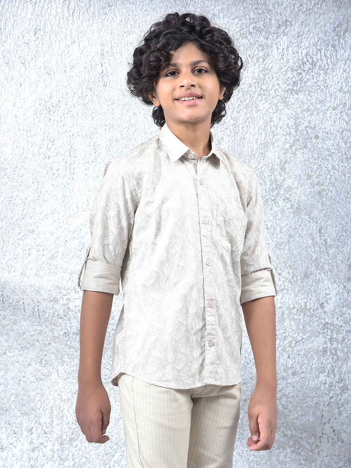 Grey Floral Print 100% Cotton Shirt