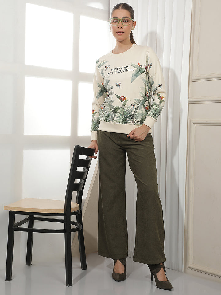 Olive Wide Leg Casual Trousers