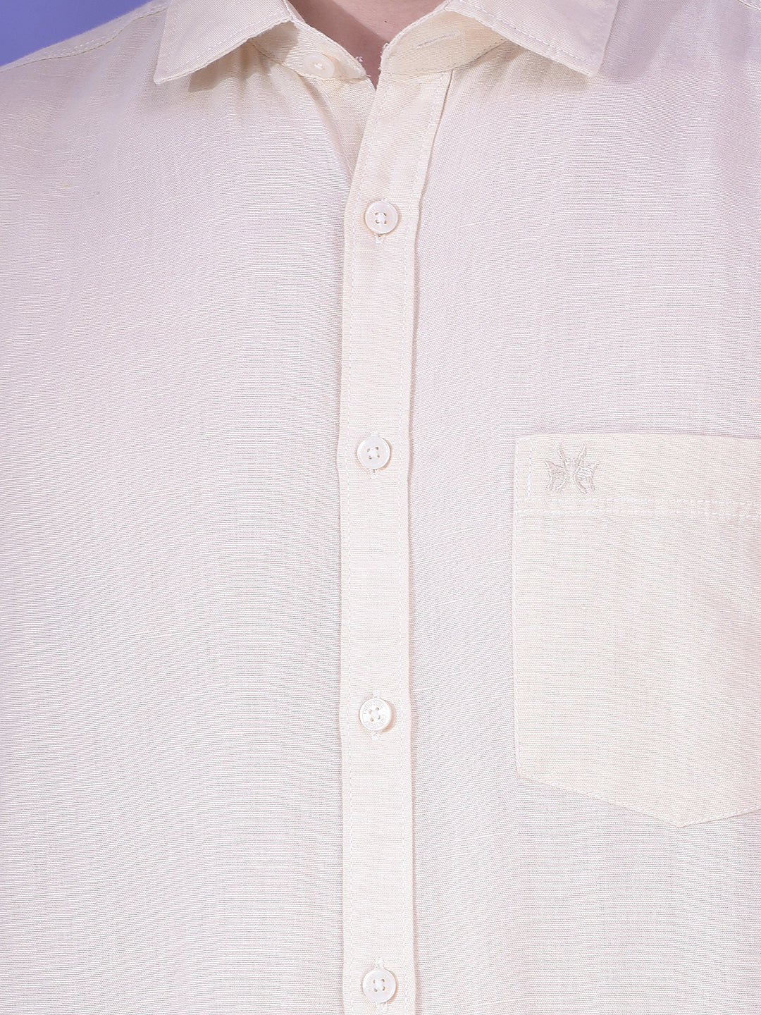 Ecru Glow Beige Linen Shirt