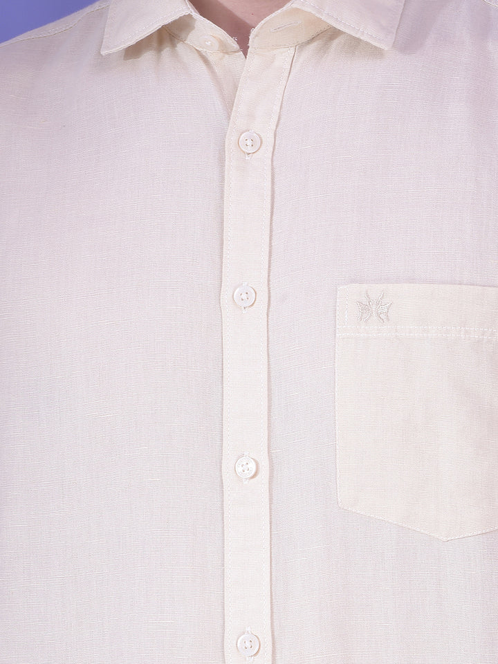 Ecru Glow Beige Linen Shirt