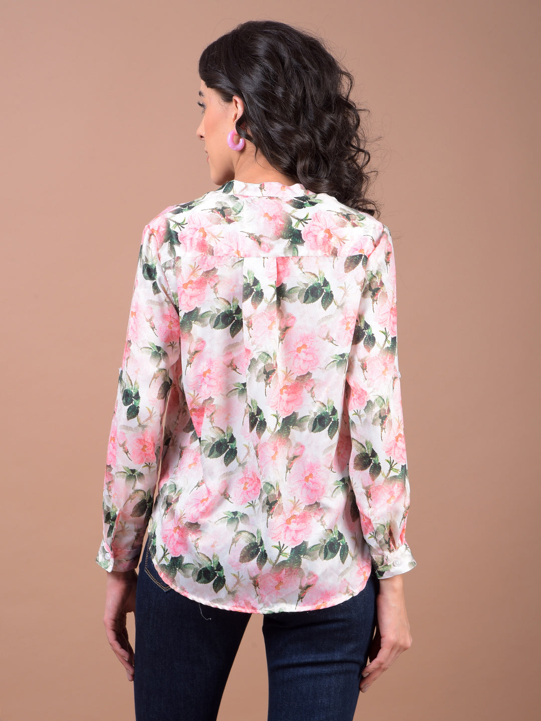 Multi-Color Floral Print V-Neck Shirt
