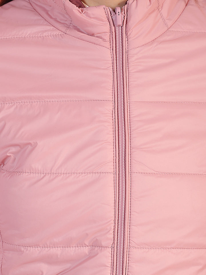 Pink High Neck Reversible Jacket