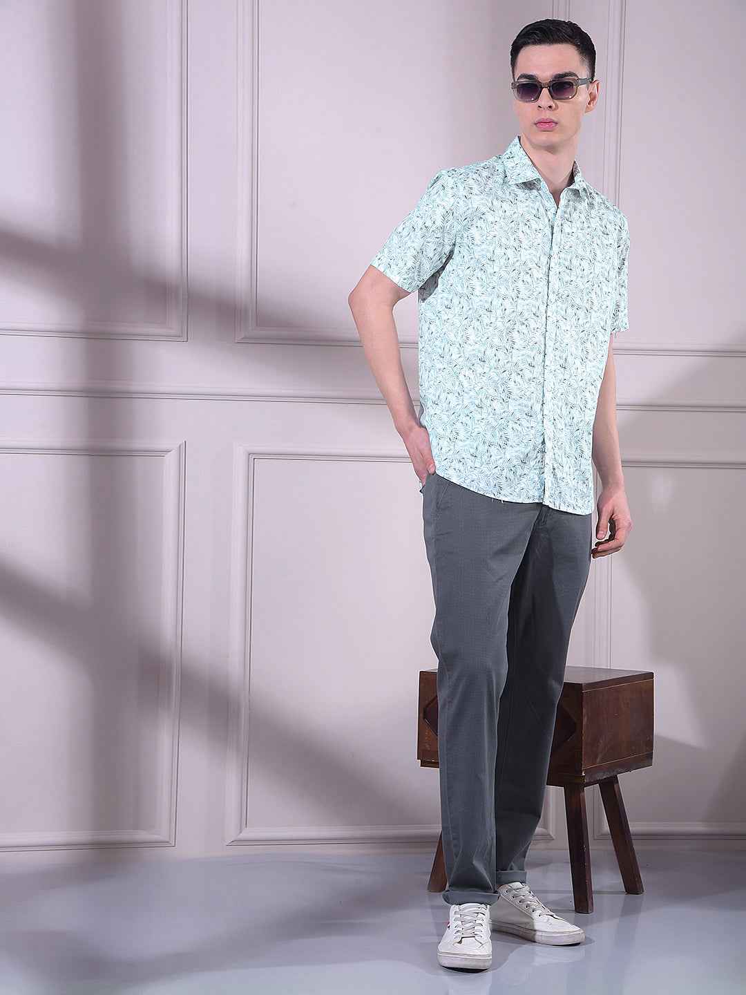 Green Floral Print Shirt