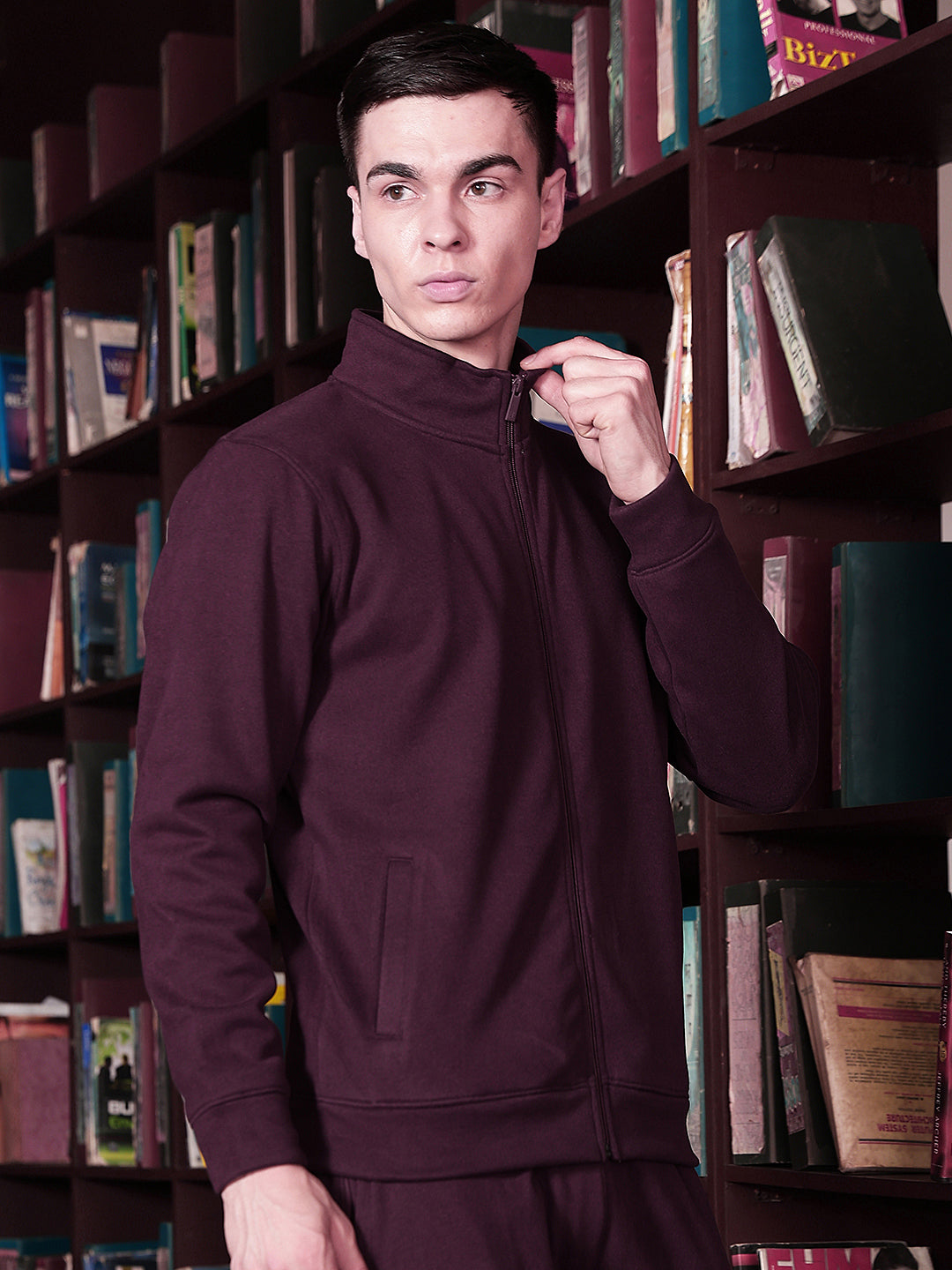 Wine Front Open Sweatshirt