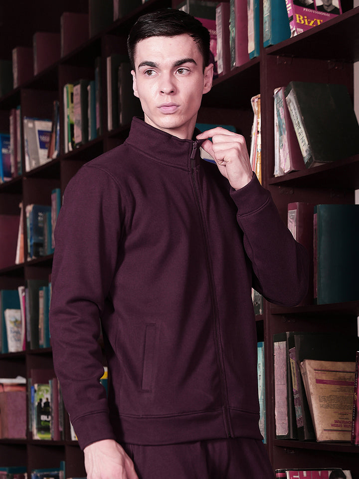 Wine Front Open Sweatshirt