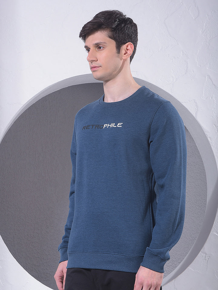 Blue Printed Sweatshirt-Men Sweatshirts-Crimsoune Club