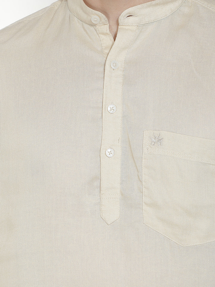 Natural Beige Linen Kurta