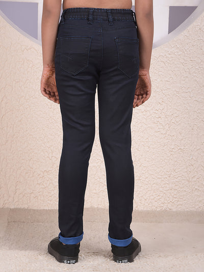 Navy Blue Skinny High-Waist Jeans