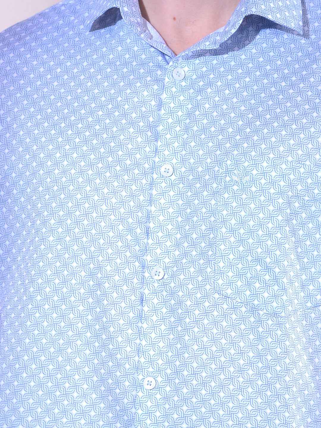 Blue Printed 100% Cotton Shirt