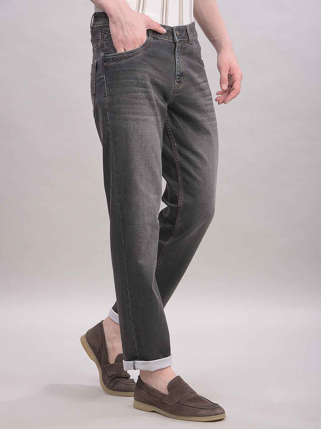RiseMocha Brown Straight Jeans