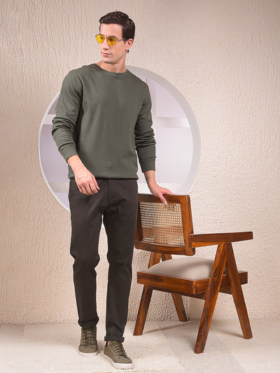 Green Jacquard 100% Cotton Sweatshirt