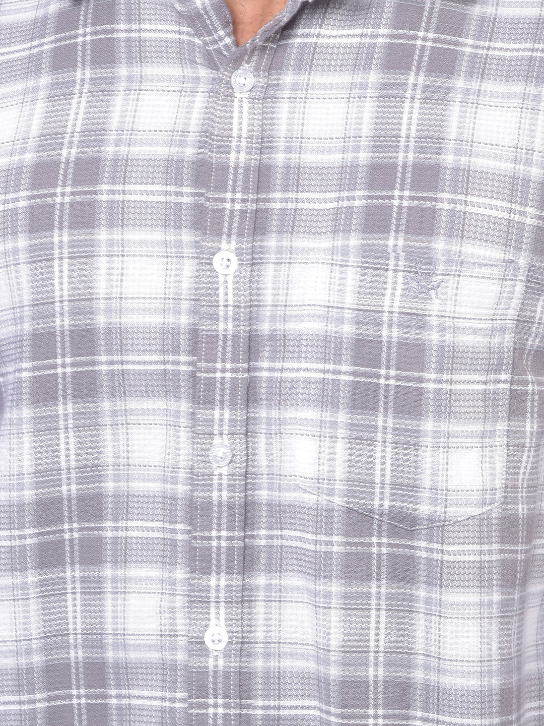 Grey Checked 100% Cotton Shirt