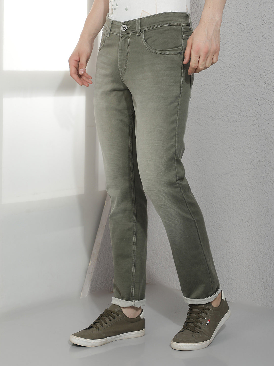 Modern Olive Faded Washed Jeans