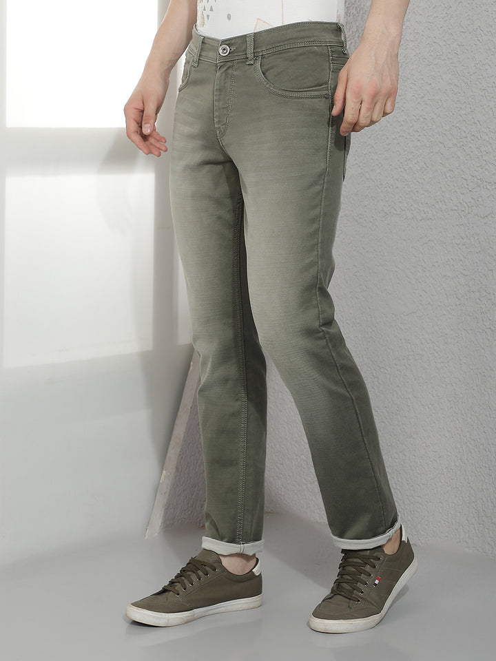 Modern Olive Faded Washed Jeans