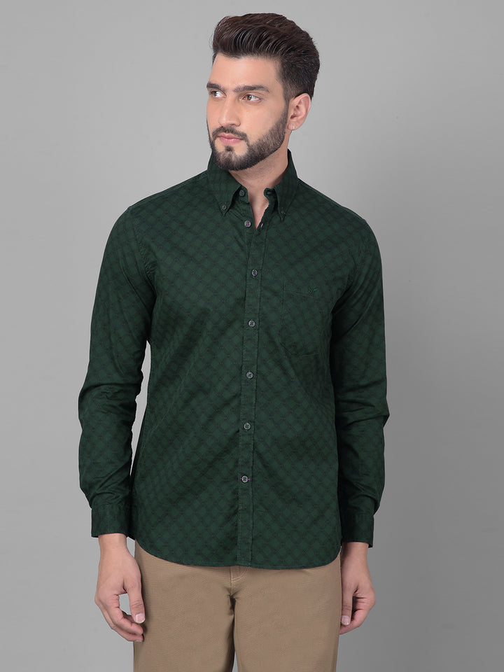 Green Printed Shirt-Men Shirts-Crimsoune Club