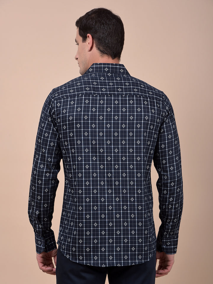 Tailored Trim Blue Printed Shirt