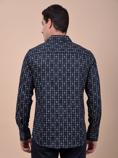 Tailored Trim Blue Printed Shirt