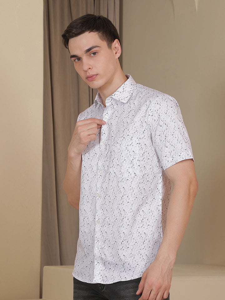 White Printed 100% Cotton Shirt