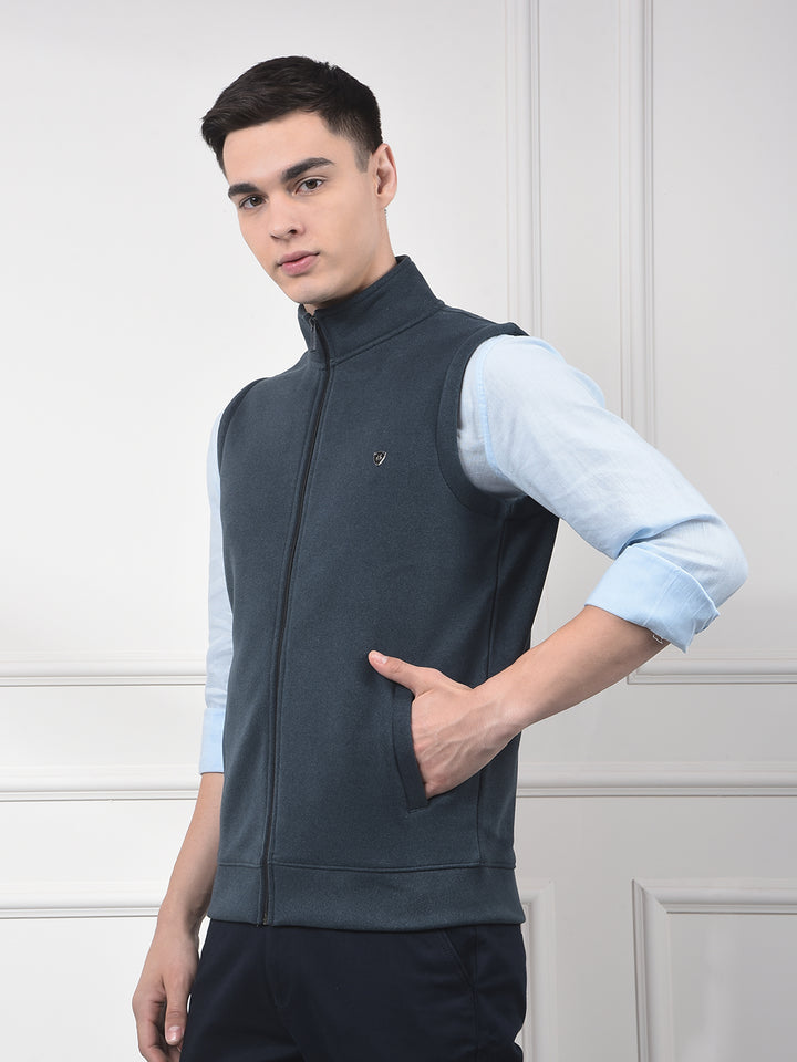 Gritty Blue Sleeveless Sweatshirt