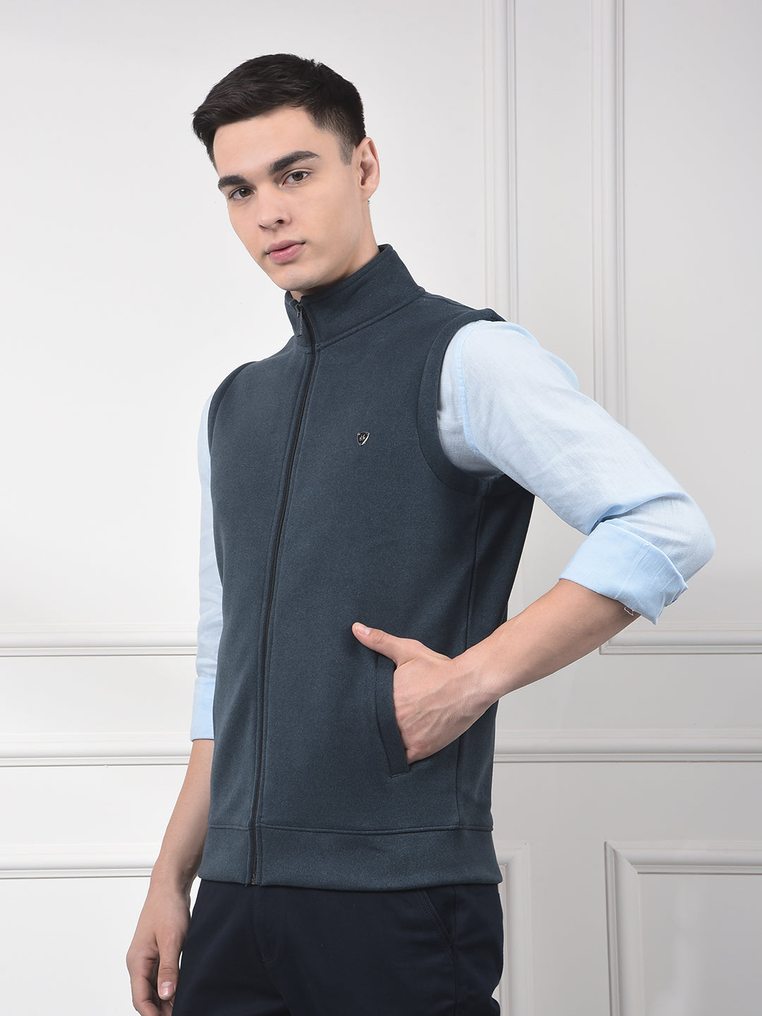 Gritty Blue Sleeveless Sweatshirt