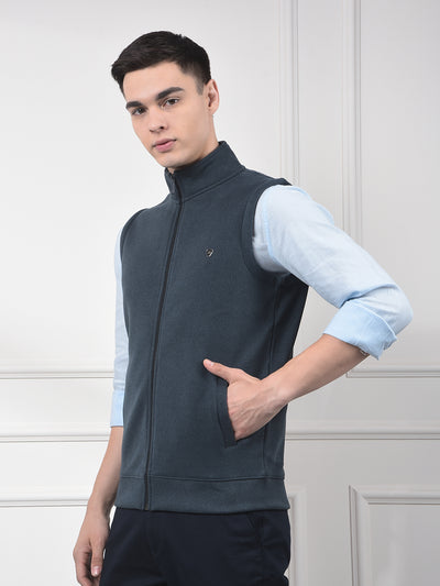 Gritty Blue Sleeveless Sweatshirt