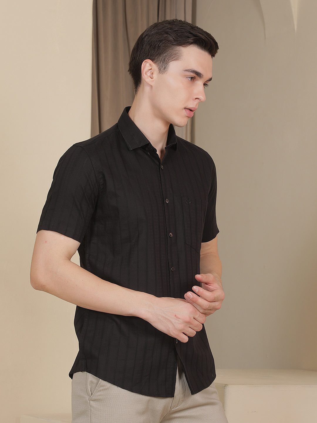 Black Vertical Stripes Shirt