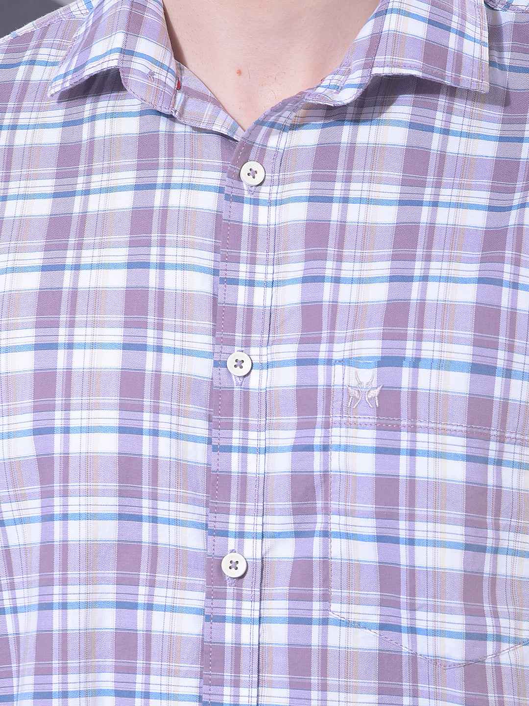 Purple Checked 100% Cotton Shirt