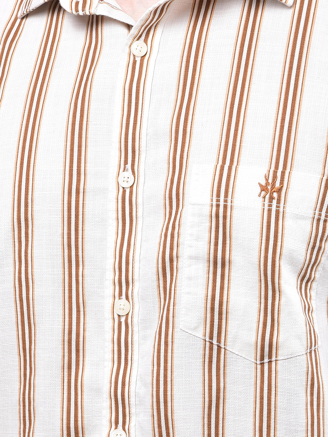 Brown Vertical Stripes 100% Cotton Shirt