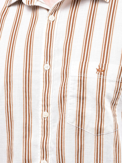 Brown Vertical Stripes 100% Cotton Shirt