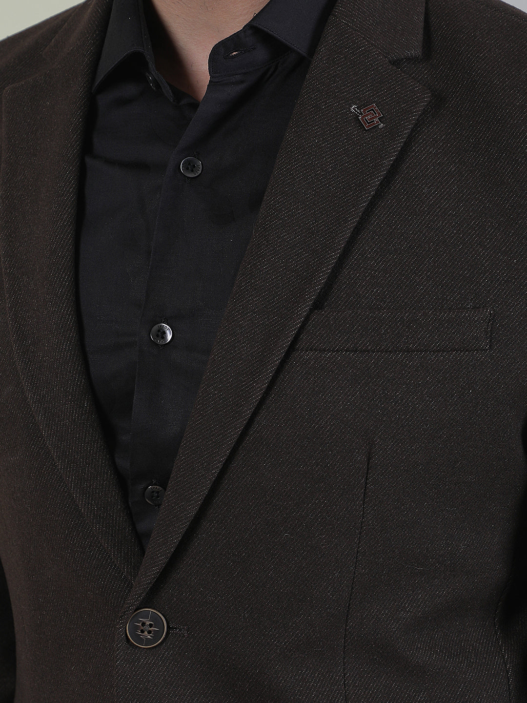Brown Single Breasted Notch Lapel Blazer