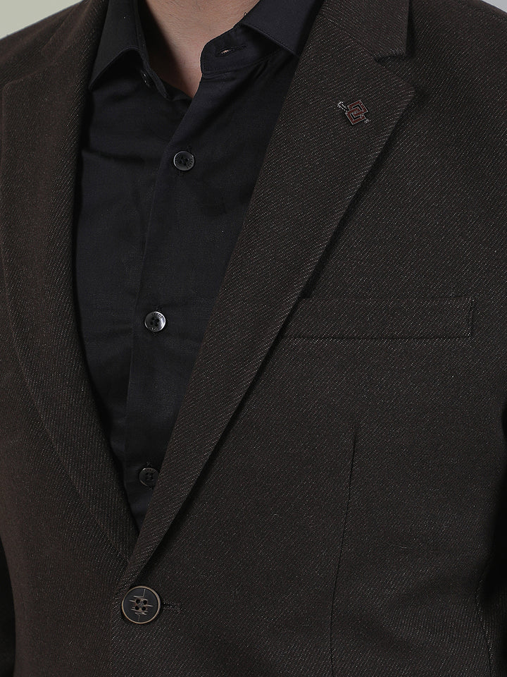 Brown Single Breasted Notch Lapel Blazer