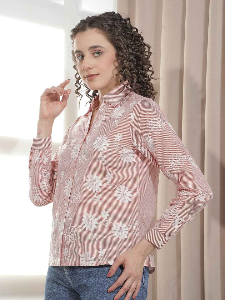 Red 100% Cotton Embroidery Shirt