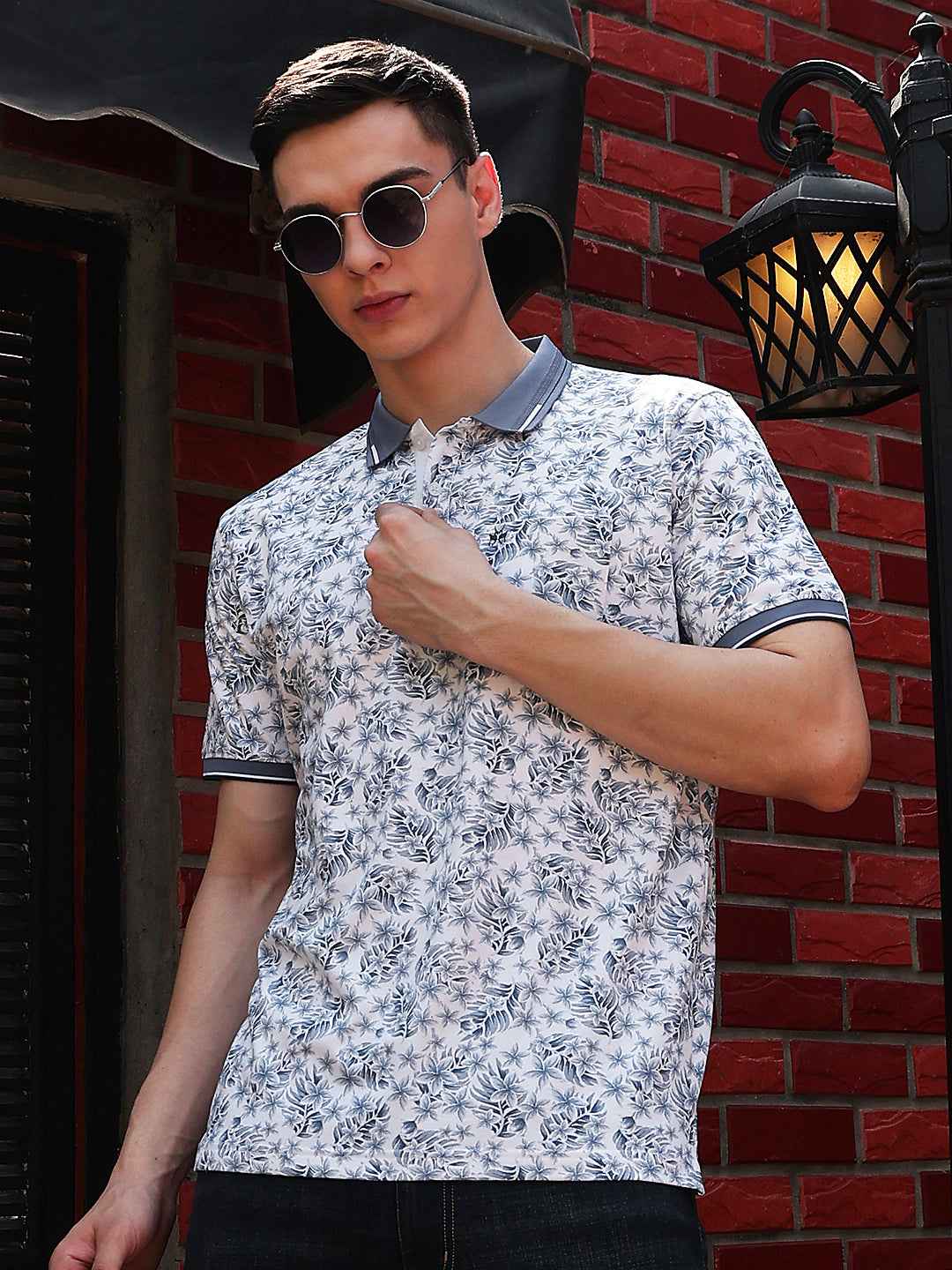 Blue Floral Print T-Shirt