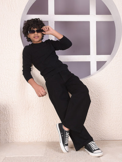 Minimal Black Jacquard Sweater
