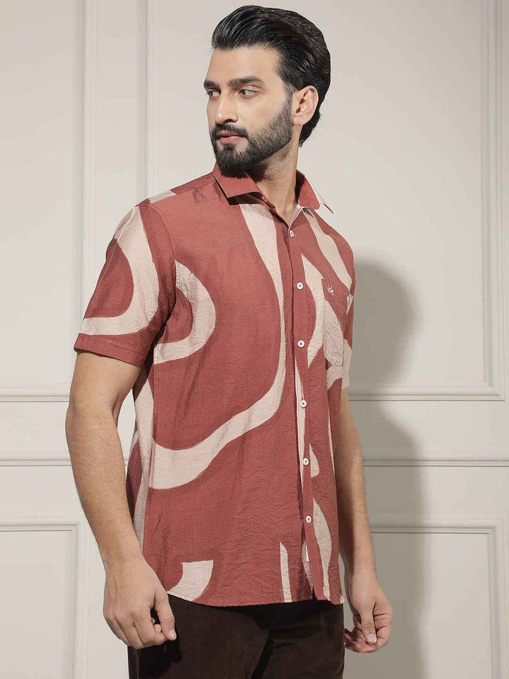 Brown Abstract Printed Shirt